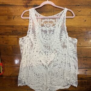 Lace Tank Top Boho Music Festival Women’s Medium Hippie